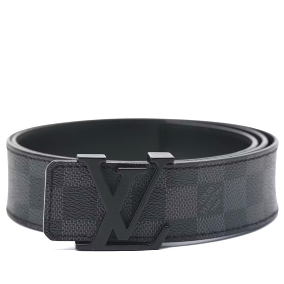 LOUIS VUITTON Damier Graphite 40mm LV initial buckle men’s belt, size 40 - Picture 1 of 9